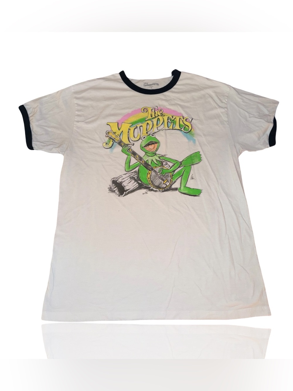 Disney The Muppets Kermit the Frog Banjo Rainbow Ringer T-Shirt Mens XL